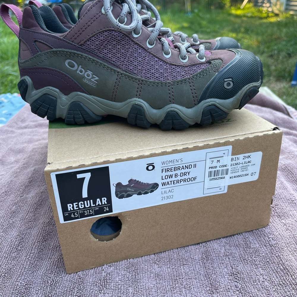 Oboz Women's Firebrand II Low B-Dry Waterproof Hiking Shoes in Lilac